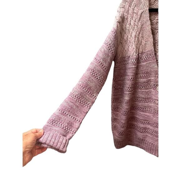 Anthropologie Hinge Women's V-Neck Knit Oversized Cardigan Sz M Purple Gray - Picture 3 of 7